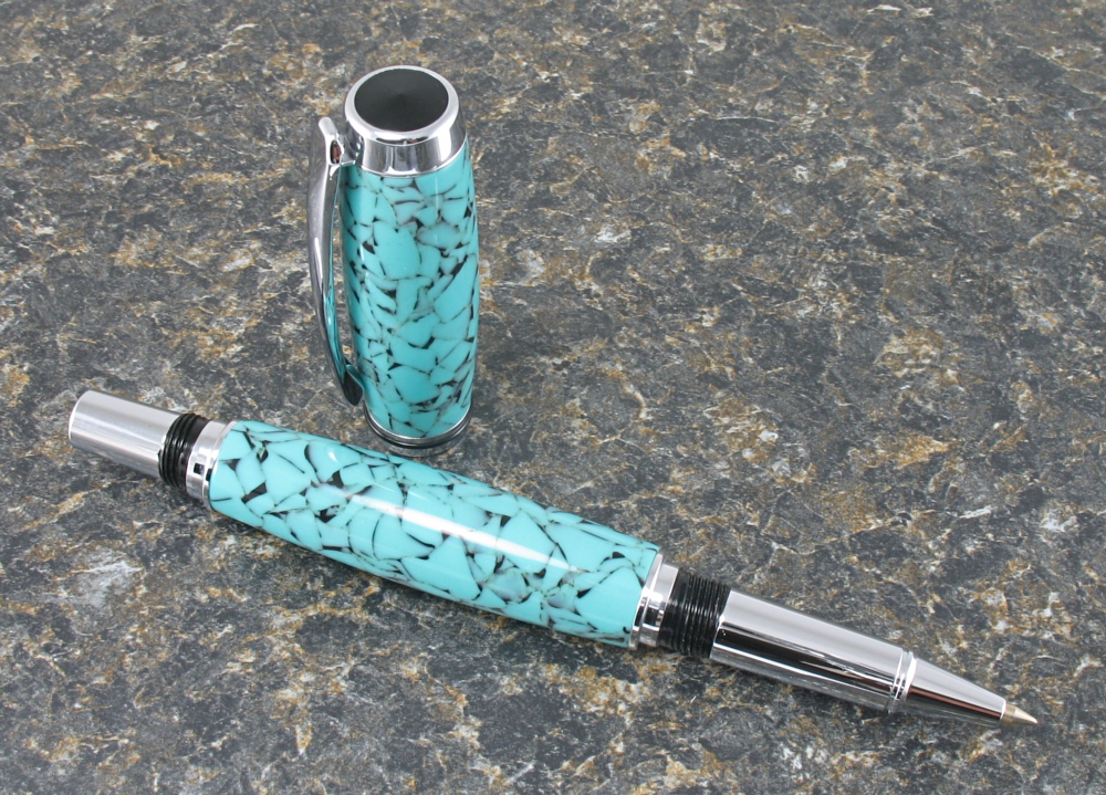 #1138 - Turquoise Stony Matrix Acrylic Rollerball Pen #1138 - Turquoise Stony Matrix Acrylic Rollerball Pen